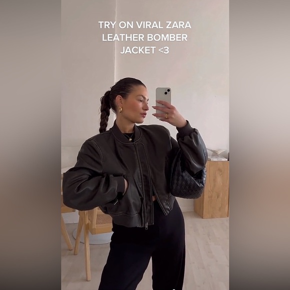Zara leather bomber jacket - Picture 8 of 9